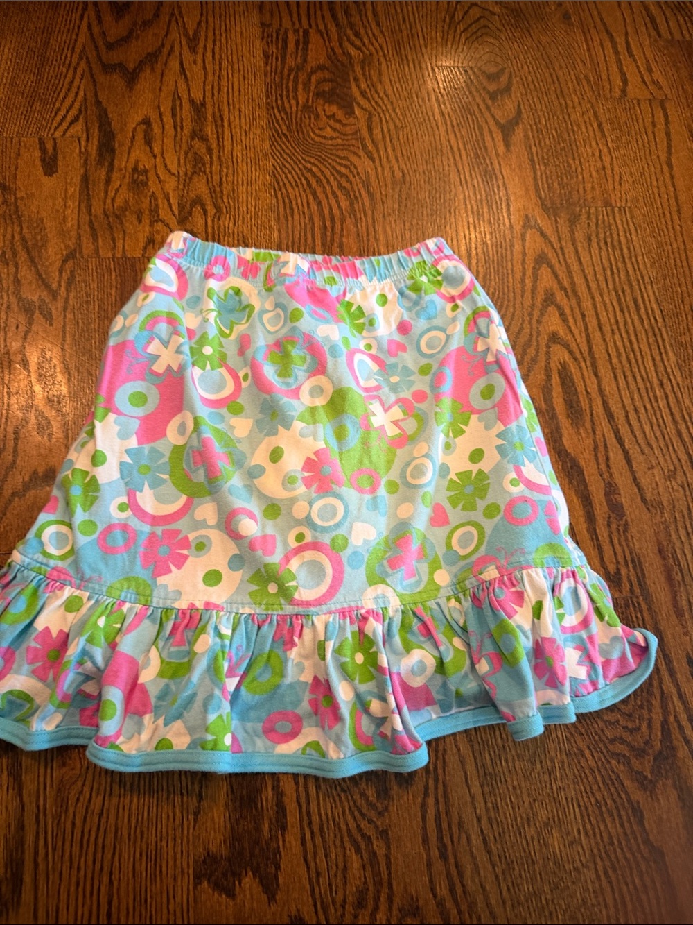 Girls Pastel Floral & Geometric Ruffle Skort - Pastel Multi